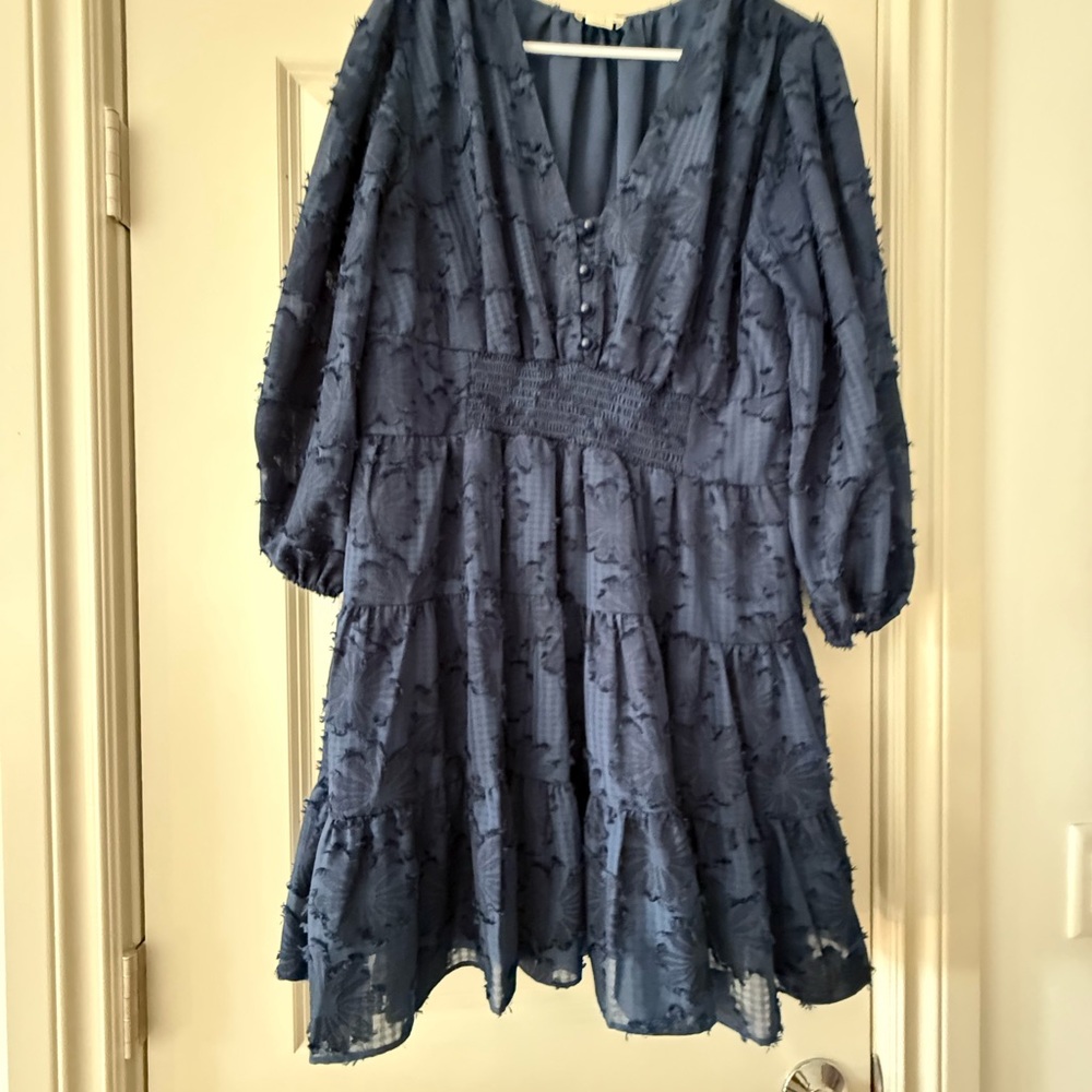 Shoshanna Textured Blue Casual Dress
